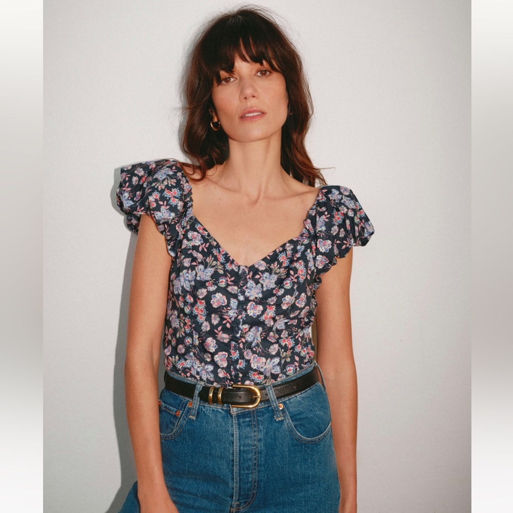 Nation Los Angeles Angel floral blouse top size XL
